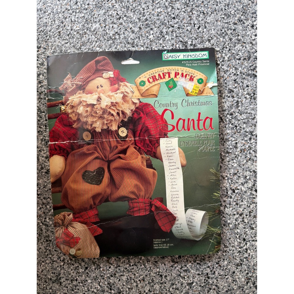 Daisy Kingdom Country Christmas Santa Doll Kit 52515 Vintage 1995 Pack 17in